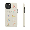 Tough Case for iPhone with Wireless Charging, Yoga Poses: cream, black yoga poses, minimal cartoon style