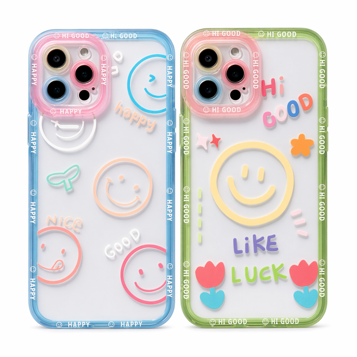 Transparent iPhone Cover with Smiling Emoji Face Default