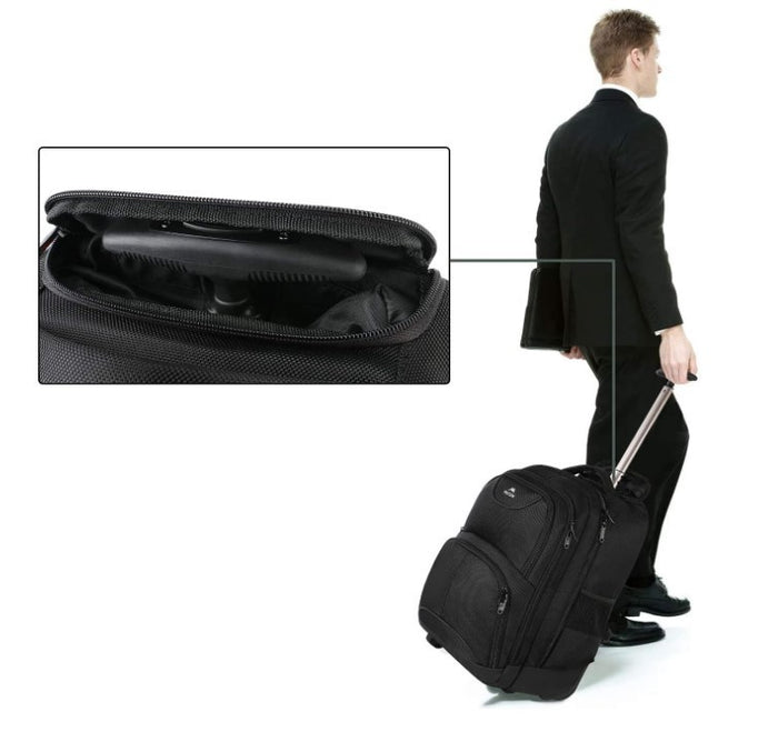 Travel Backpack with Wheels, Rucksack Wheels Cabin Size Wheeled Case Black -141