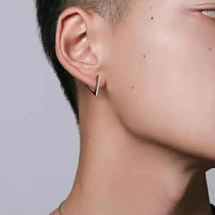 Triangle Fashion Earrings for Both Genders: silver earring, minimal style