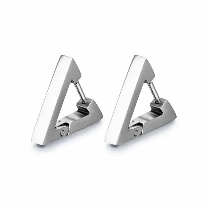 Triangle Fashion Earrings for Both Genders: silver earring, minimal style