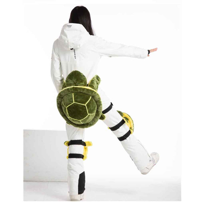 Turtle Snowboard Butt Pads with Knee Pads: olive green, dark green turtle, cartoon style
