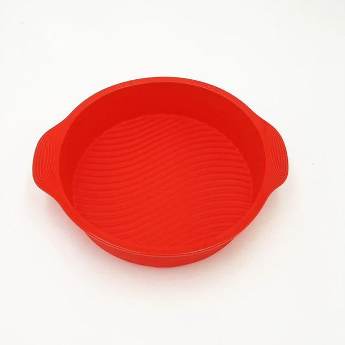 Two Pieces Set of 9-inch Circular Silicone Cake Molds for DIY 3D Cake Shapes: dark gray, lime green stacked round baking pans