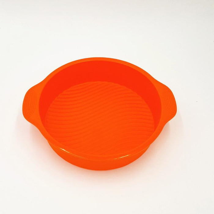 Two Pieces Set of 9-inch Circular Silicone Cake Molds for DIY 3D Cake Shapes: dark gray, lime green stacked round baking pans