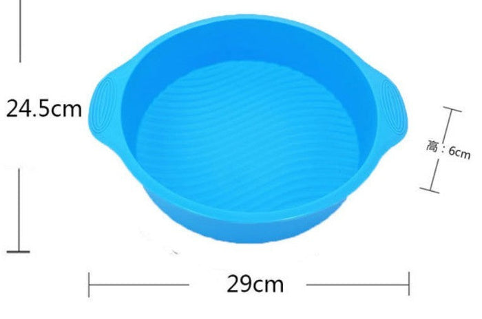 Two Pieces Set of 9-inch Circular Silicone Cake Molds for DIY 3D Cake Shapes: dark gray, lime green stacked round baking pans
