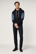 Two Tone Pocketed Hoodie for Men Black