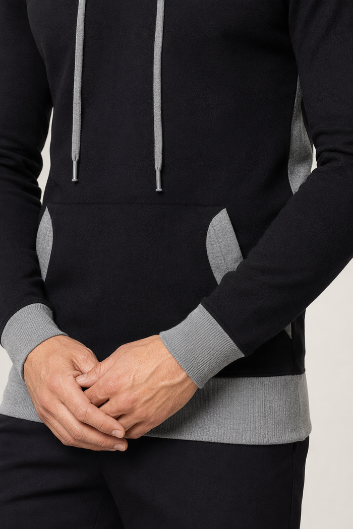 Two-Toned Men's Hoodie featuring Pockets Black