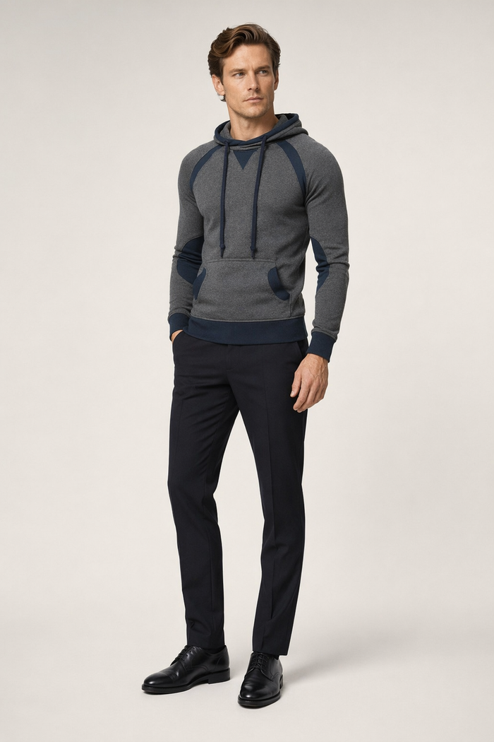 Two-Toned Men's Hoodie featuring Pockets Dark Gray