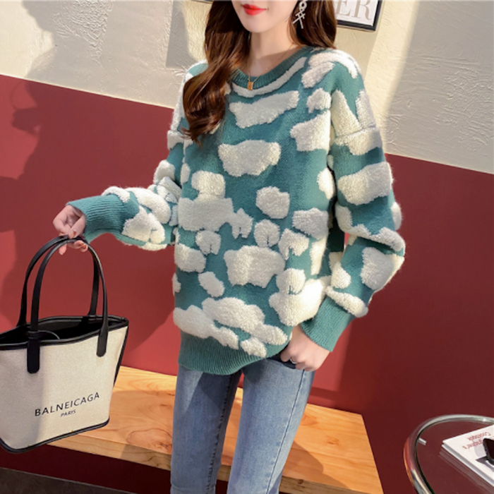 Two-Toned Round Sweater for Women: black, light gray sweater, casual style