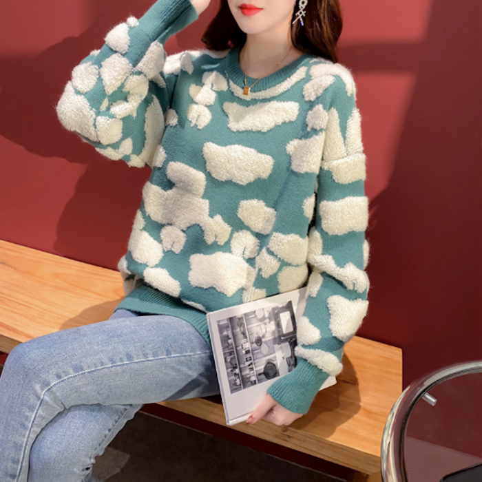 Two-Toned Round Sweater for Women: black, light gray sweater, casual style