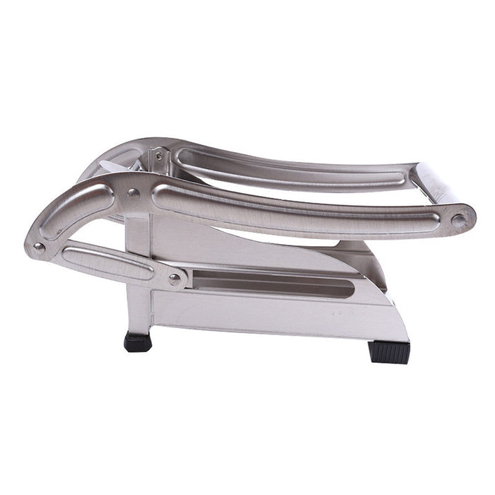 Two Varieties of Blades Stainless Steel Potato and French Fries Cutter: silver, gray potatoes and french fries, functional ki