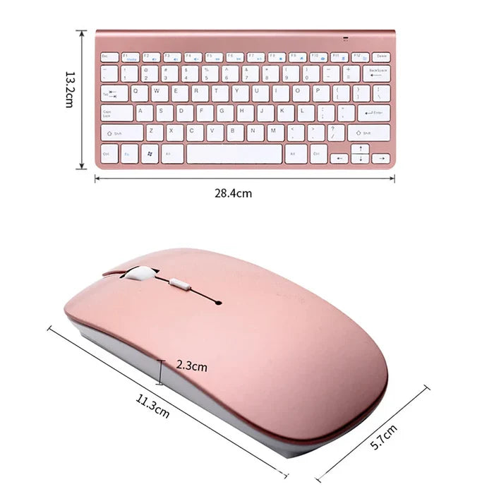 Ultra Slim Wireless Keyboard and Mouse Combo: pink, cream computer keyboards and mice, minimal pastel style
