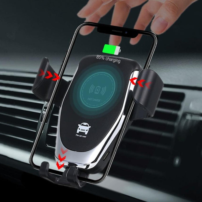 Universal Car Mount Holder with Qi-X Wireless Charging Technology: black, dark gray car air-vent phone holder with wireless c