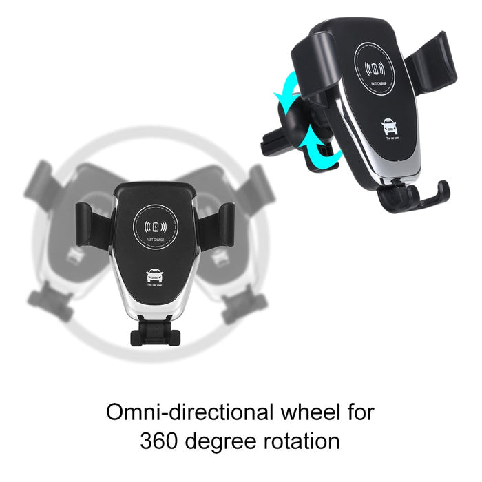 Universal Car Mount Holder with Qi-X Wireless Charging Technology: black, dark gray car air-vent phone holder with wireless c
