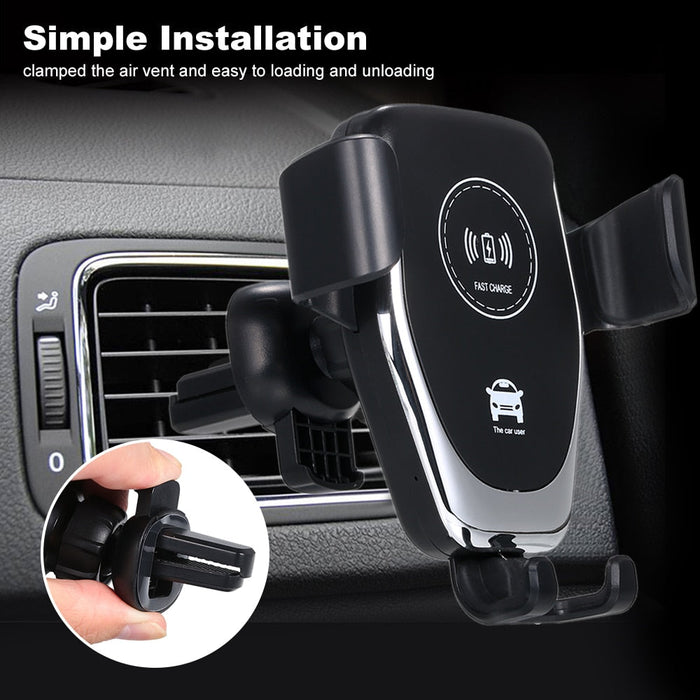 Universal Car Mount Holder with Qi-X Wireless Charging Technology: black, dark gray car air-vent phone holder with wireless c