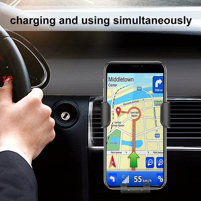 Universal Car Mount Holder with Qi-X Wireless Charging Technology: black, dark gray car air-vent phone holder with wireless c