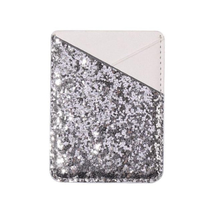 Universal Sparkling Sequins Adhesive Pocket for Mobile Phone Covers: pale pink, rose gold phone case with card holder pocket