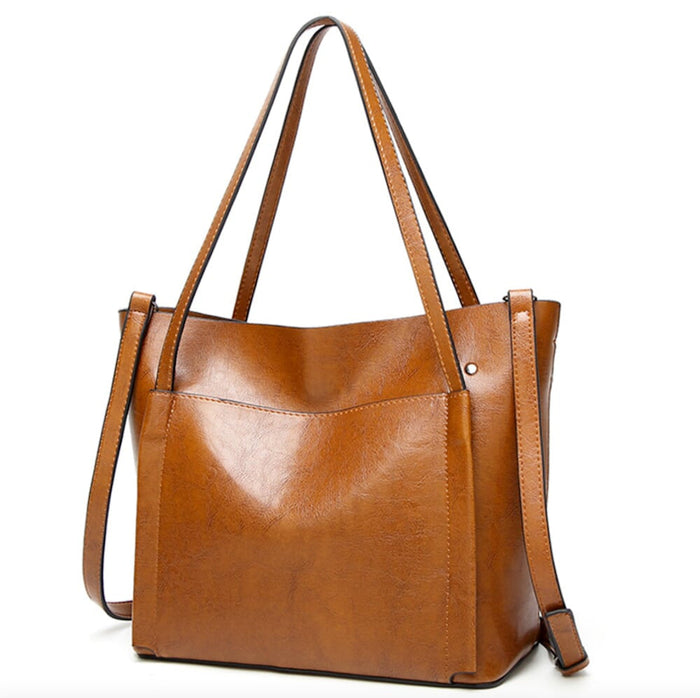 Urban Chic Faux Leather Tote Bag: brown, dark brown handbag/tote bag, minimal style