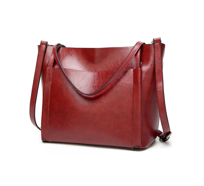 Urban Chic Faux Leather Tote Bag: brown, dark brown handbag/tote bag, minimal style