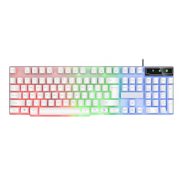 USB Backlit Gaming Keyboard that Radiates Brilliance: black, gray computer keyboard, modern gaming style