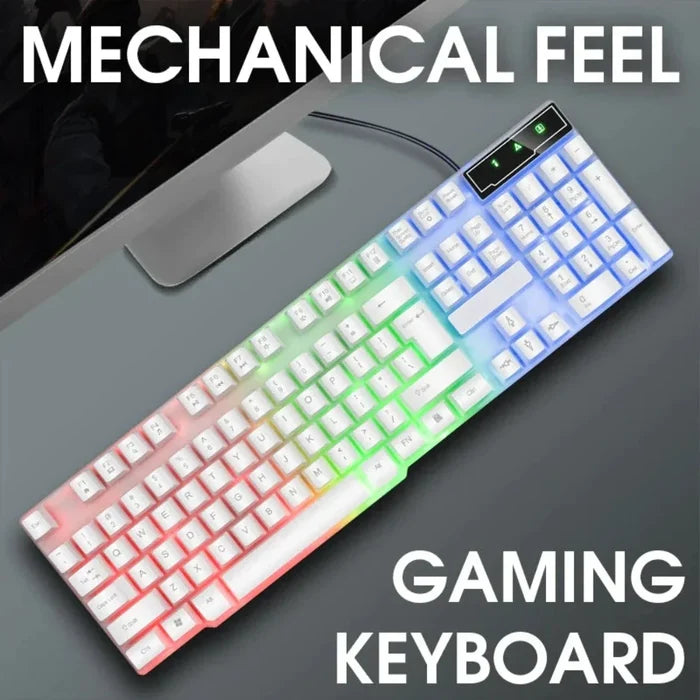 USB Backlit Gaming Keyboard that Radiates Brilliance: black, gray computer keyboard, modern gaming style