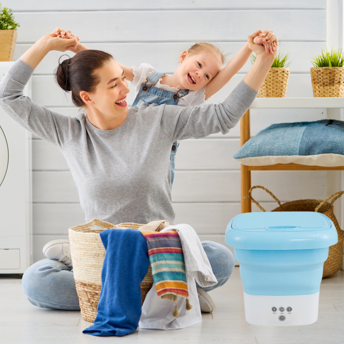 UV Sterilizing Portable Washing Machine for Efficient Space Utilization: light blue, white portable electric washing machine