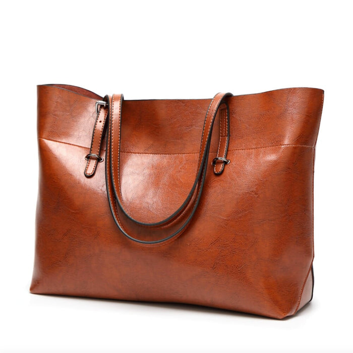 Vegan Leather Tote Bag for Daily Use: brown, dark brown tote bag, minimal style