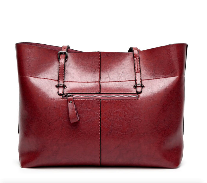 Vegan Leather Tote Bag for Daily Use: brown, dark brown tote bag, minimal style
