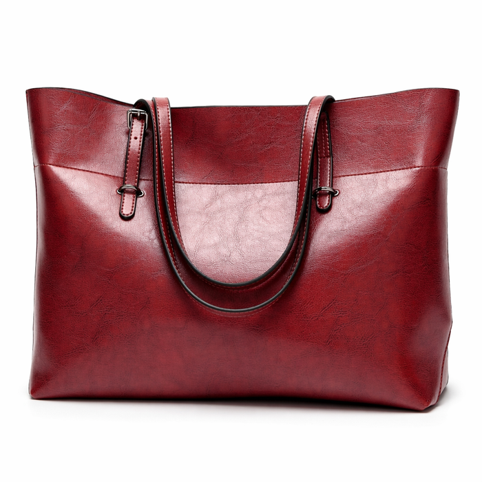Vegan Leather Tote Bag for Daily Use Red