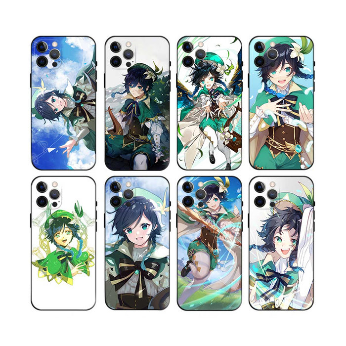 Venti Genshin Impact Phone Case: green, teal anime-style character, anime, cartoon, fantasy style