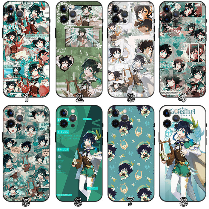 Venti Genshin Impact Phone Case: green, teal anime-style character, anime, cartoon, fantasy style