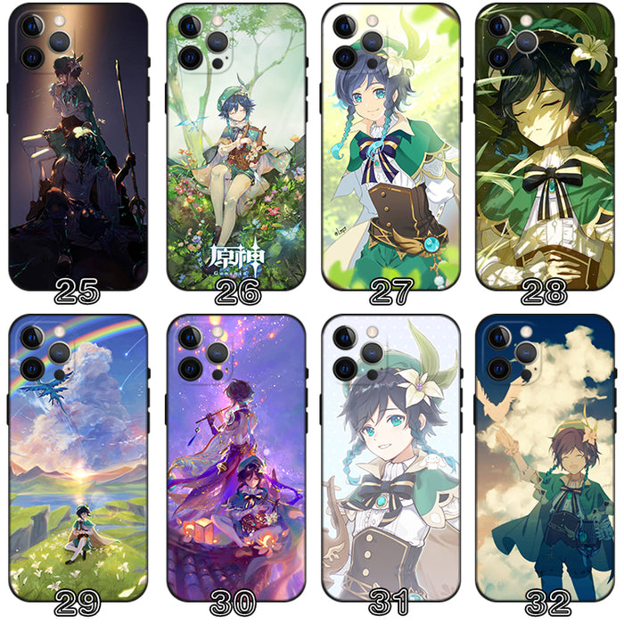 Venti Genshin Impact Phone Case: green, teal anime-style character, anime, cartoon, fantasy style