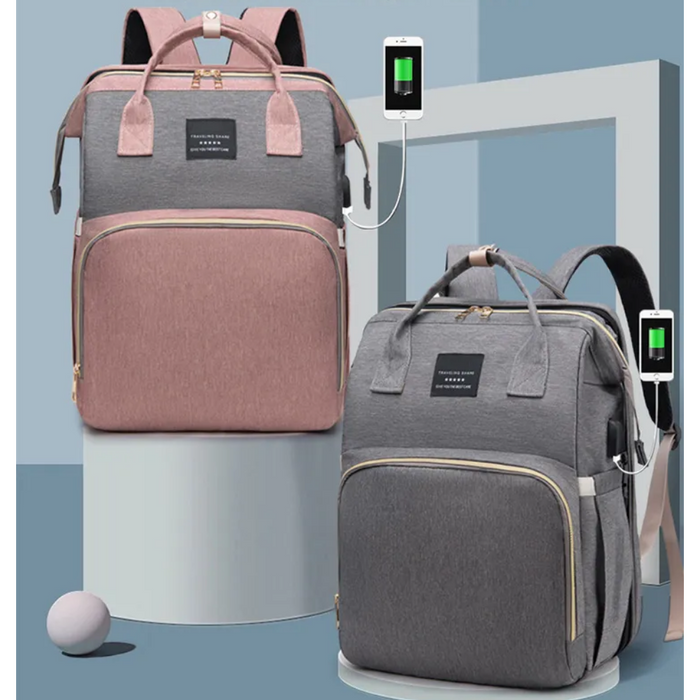 Versatile Diaper Tote with Enhanced Play Mode: navy blue, pink convertible pet carrier backpack with fold-out mesh enclosure