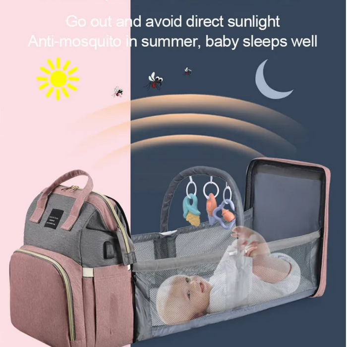 Versatile Diaper Tote with Enhanced Play Mode: navy blue, pink convertible pet carrier backpack with fold-out mesh enclosure