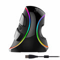 Vertical RGB Wired Mouse: black, gray vertical ergonomic computer mouse, modern gaming/tech style
