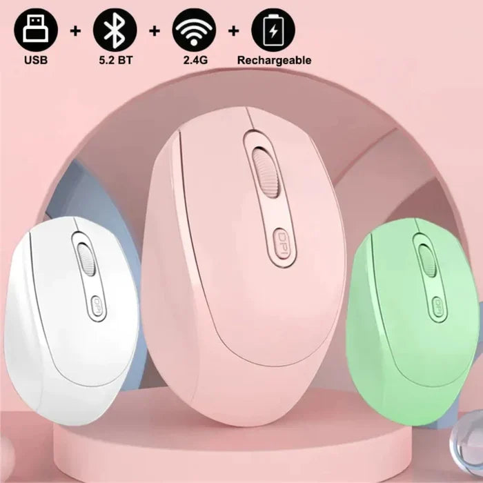 Vibrant High-Resolution Wireless Mouse with Dual Modes: pink, white wireless computer mice, minimal modern style