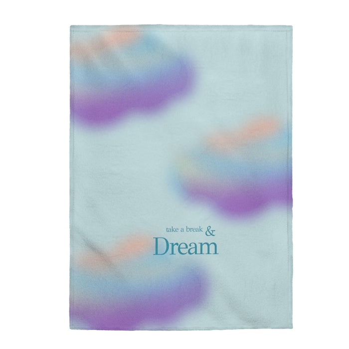 Vibrant Sky Plush Blanket Throw: pale blue, purple throw blanket, minimal pastel style