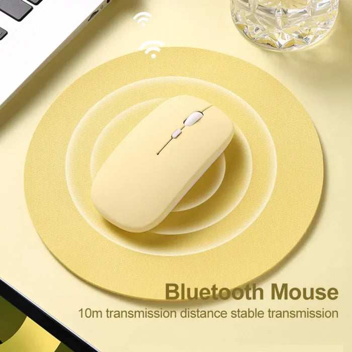 Vibrant Wireless Bluetooth Noiseless Mouse: light pink, white computer mouse, minimal style