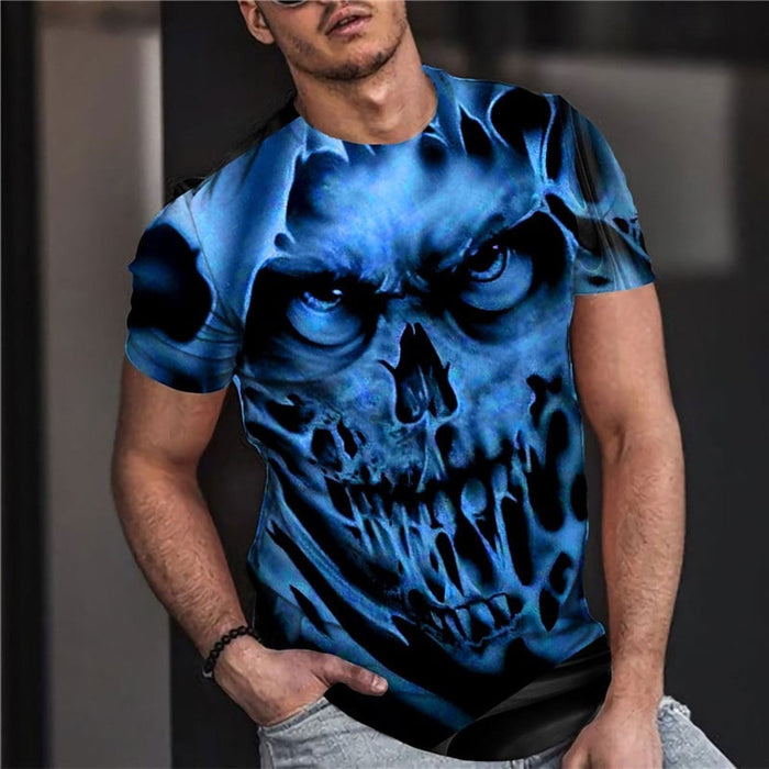 Vintage Skull Graphic Tee for Men: black, white skull, edgy graphic style
