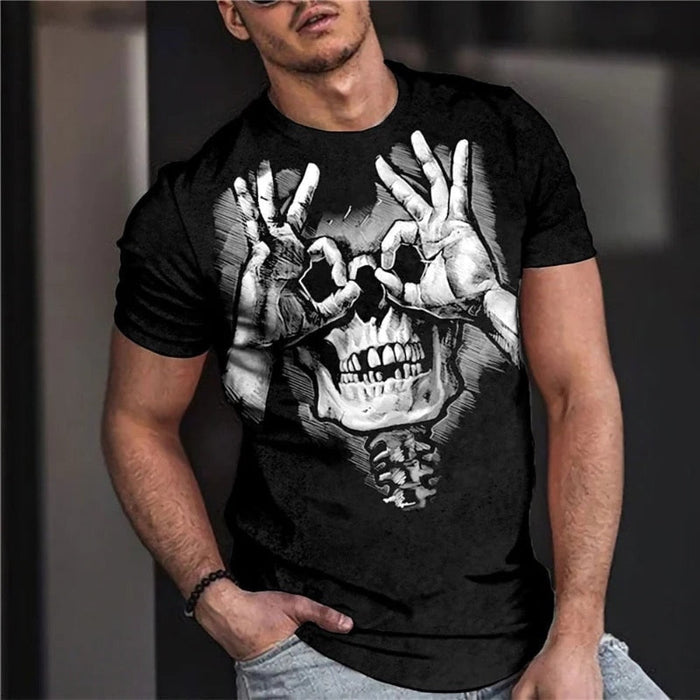 Vintage Skull Graphic Tee for Men: black, white skull, edgy graphic style