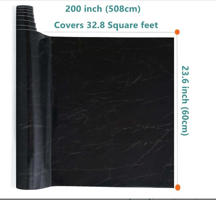 Wallpaper Black Marble Contact Paper Peel and Self Adhesive Stick 60cmx508cm-323