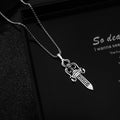 Warrior Sword Necklace for Men: silver sword/dagger motif, ornate fantasy/gothic style