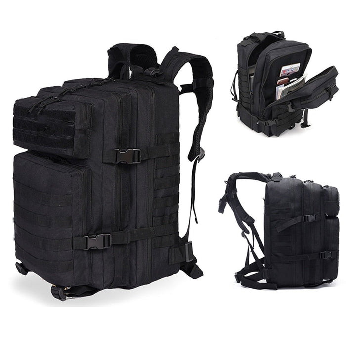 Water-Resistant 50L Backpack for Outdoor Camping: black backpack, tactical style