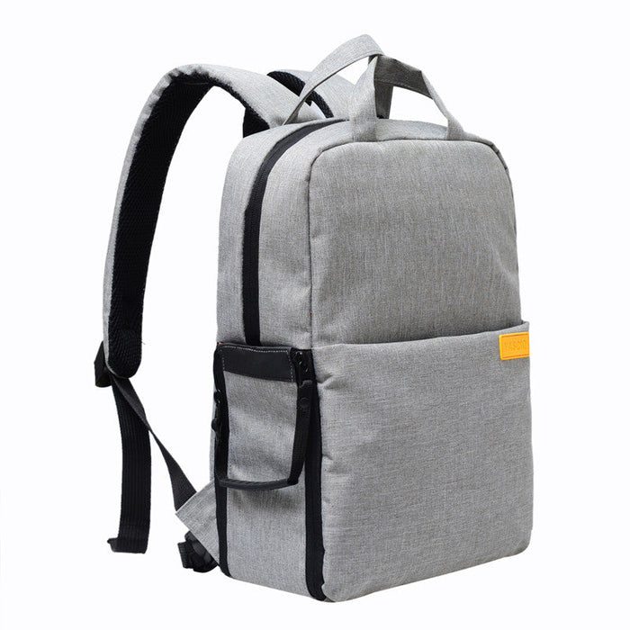 Water-Resistant Bag for Digital SLR Cameras: heather gray, black backpack, minimal style