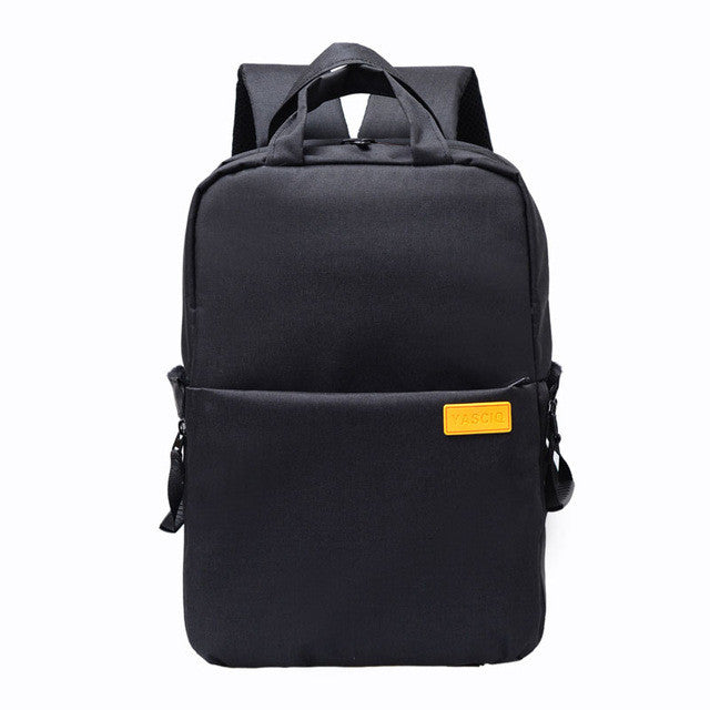 Water-Resistant Bag for Digital SLR Cameras: heather gray, black backpack, minimal style