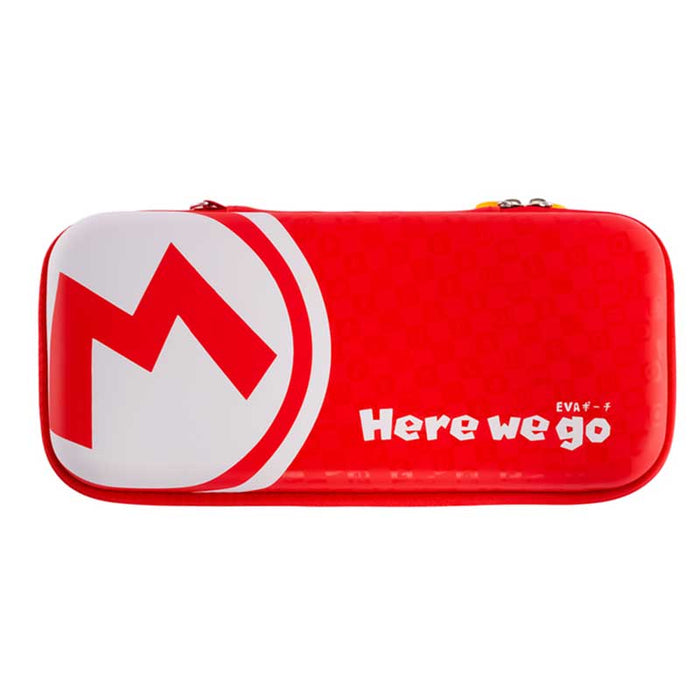 Water Resistant Nintendo Switch Lite Case: red, white Mario-themed, cartoon/gaming style