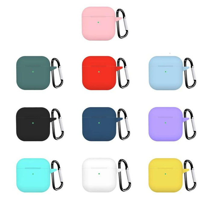Water-resistant Silicone Carrying Case with Keychain for Airpods (Set of 3): pink, dark teal protective earbud charging-case