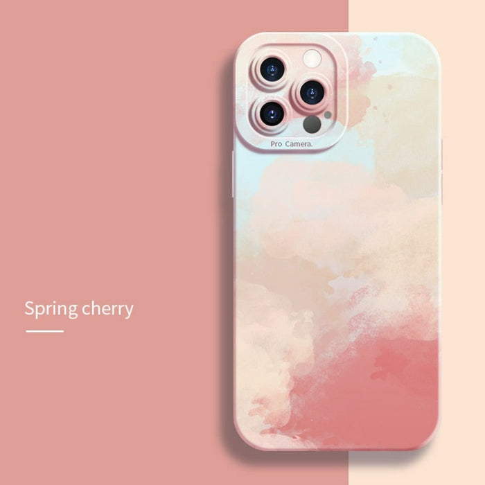 Watercolor-Style Case for iPhone, A Vivid and Artistic Phone Cover: pink, coral smartphone cases, minimal abstract style