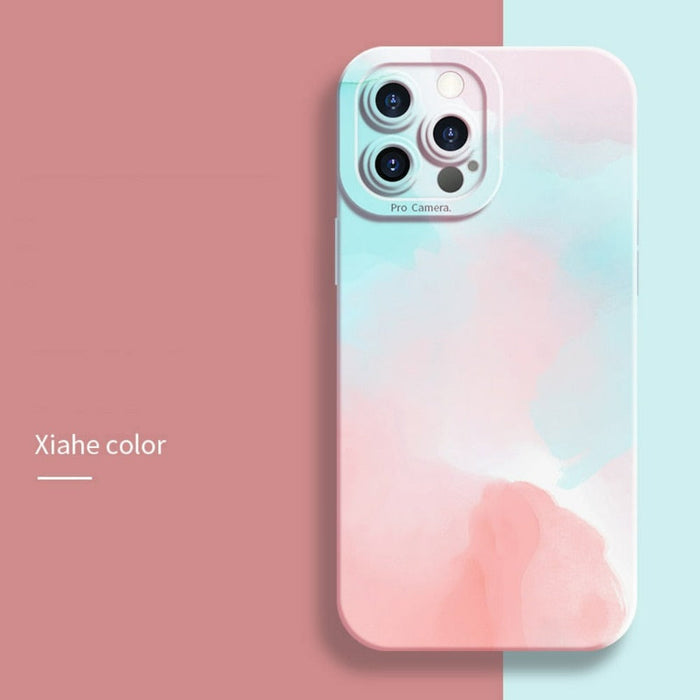 Watercolor-Style Case for iPhone, A Vivid and Artistic Phone Cover: pink, coral smartphone cases, minimal abstract style