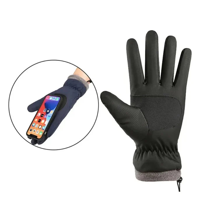 Waterproof Gloves with Fleece Lining for Men, Perfect for Touch Screen Use: gray, dark gray pair of gloves, minimal outdoor w